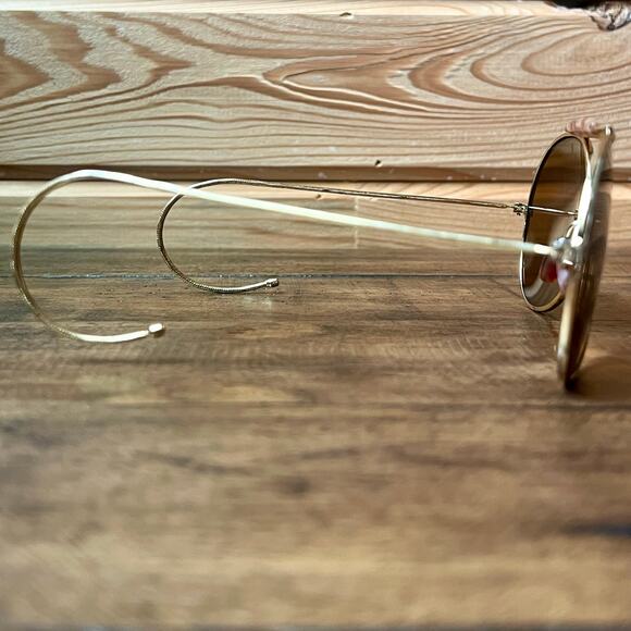 Vintage 70s Aviator Sunglasses Cable Temple Wrap Ear Gold Metal Frame Brown Lens main image 12